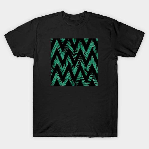 Palm Leaves Zig Zag Line (Black) T-Shirt by Glenn Landas Digital Art